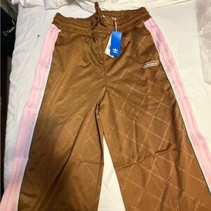 Adidas Brown Pants with Pink Accents